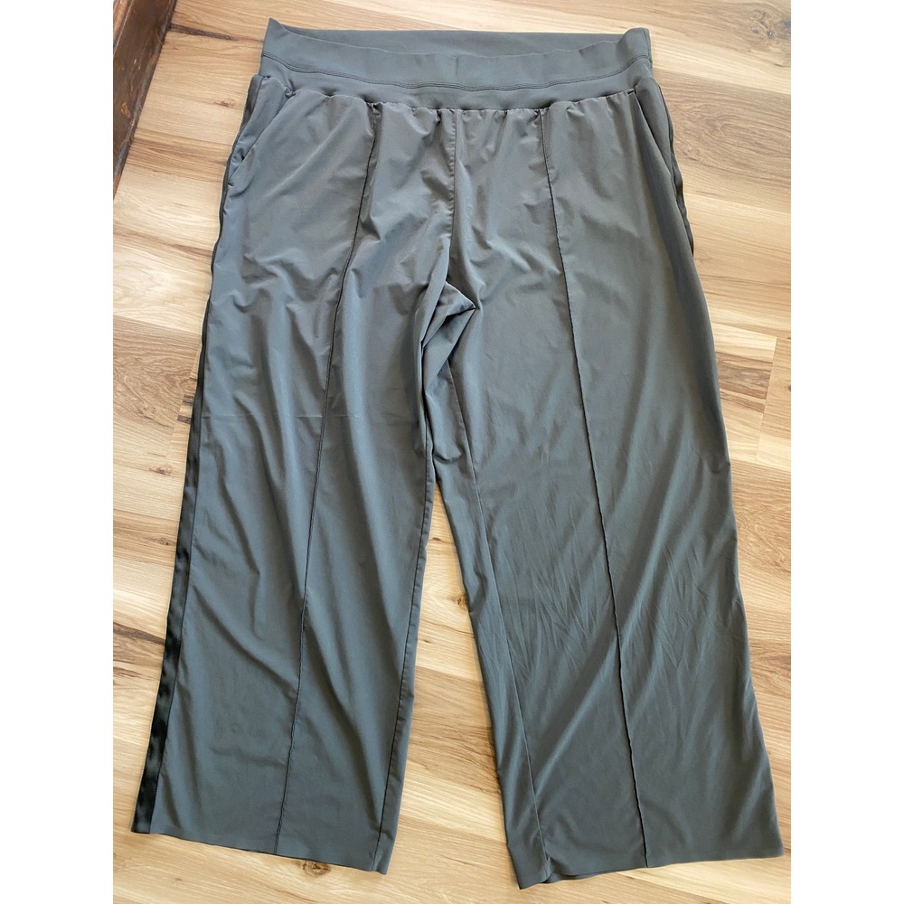 Athleta Nolita Wide‎ Leg Pants Olive Gray Plus Size 24 Travel Commute Trousers